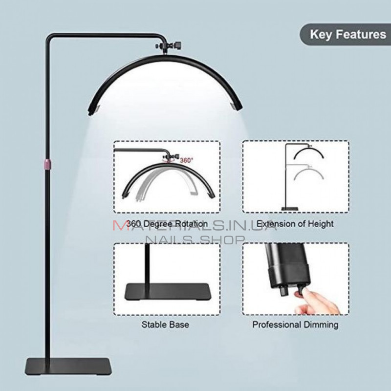 Бестеневая LED лампа HD-M8X 50W 3000K-6000K | 70x20 | 320 Lights |  — Black