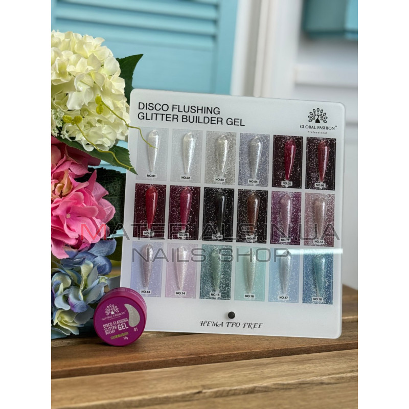 Гель для моделювання нігтів 15 г, Disco Flashing Glitter Builder gel 10