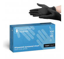 Рукавички нітрилові Microstop неопудрені міцні, чорні, розмір L, 100 шт