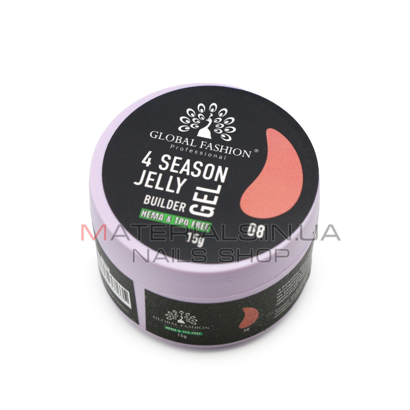 Гель для моделювання нігтів 15 г, 4 Season Jelly Builder Gel, 08