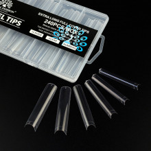 Типсы гелевые Global Fashion Soft Gel Tips 4, 240 шт., экстра длинный арочный квадрат, прозрачные