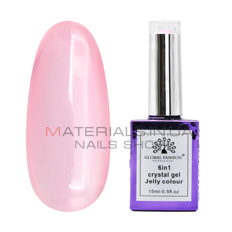 Гель для нарощування 6 in 1 crystal gel jelly colour, 15 мл, 6603