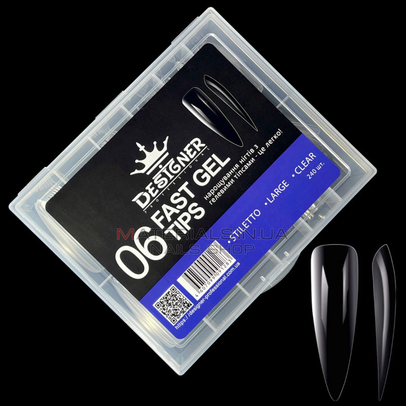 Fast gel tips №6 (Stiletto, large size) - Гелеві типси Дизайнер Fast gel tips №6 (Stiletto, large size) - Гелеві типси Дизайнер