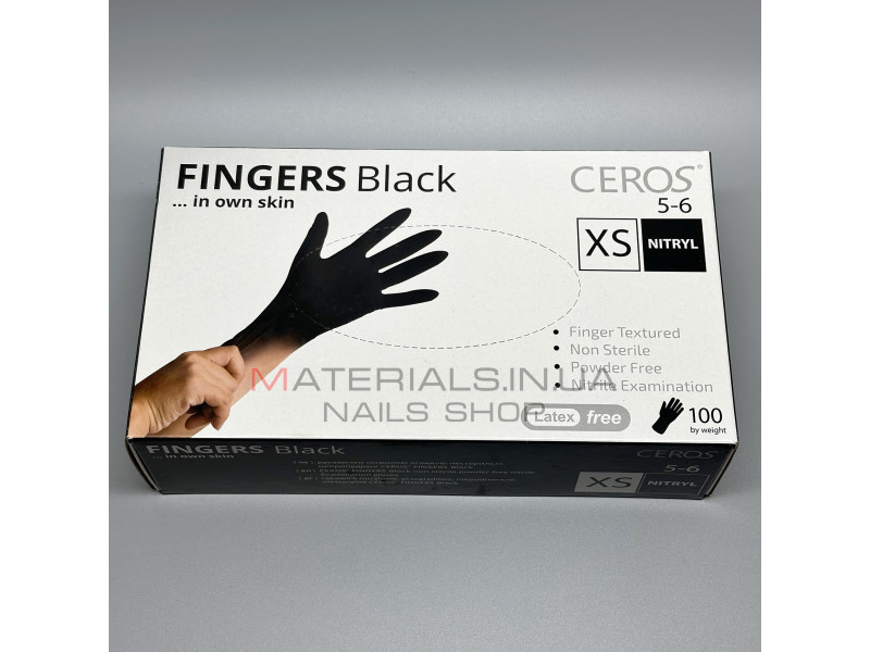 Перчатки нитриловые черные без пудры SEF размер XS, 100 шт