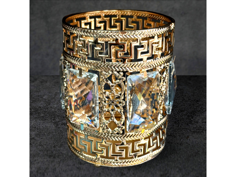 Підставка для пензлів із декоративним каменем Gold Round