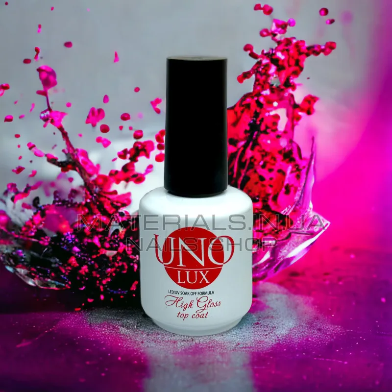Uno Lux High Gloss Top Coat - Верхнее супер глянцевое покрытие (15 мл.)