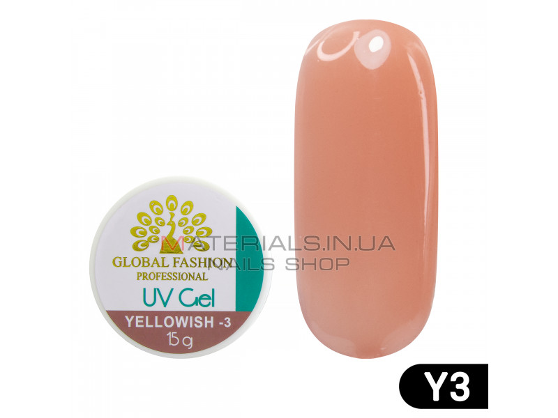 Гель для наращивания ногтей, камуфляж-3, Global Fashion Yellowish-3, 15 г