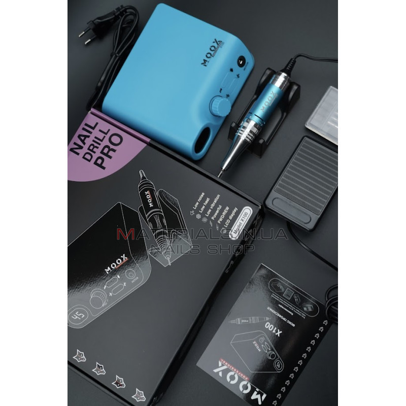 Фрезер Мокс X100 (Light blue) на 45 000 об/хв. та 70W. для манікюру та педикюру