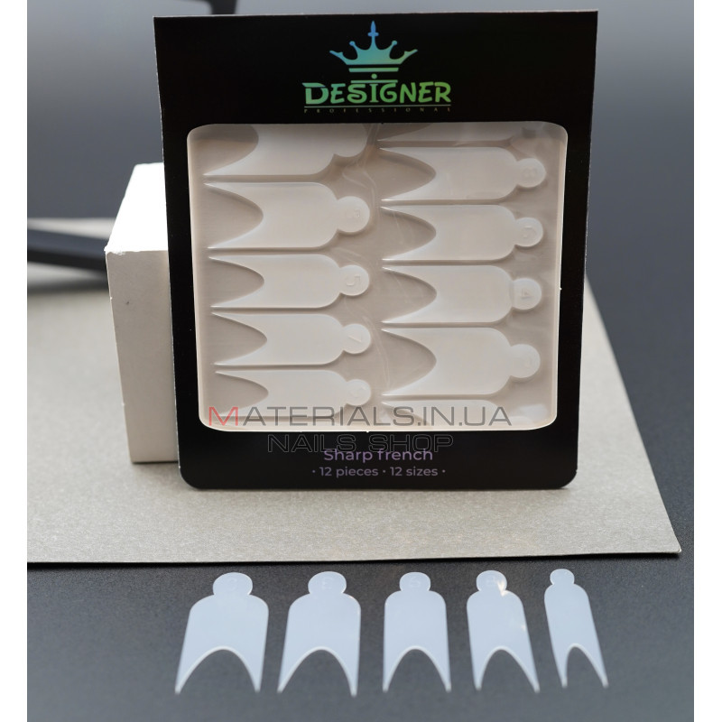 Nail Molds 12шт. (Sharp french - K) - Силіконові молди різних розмірів для дизайну нігтів та французького манікюру Дизайнер