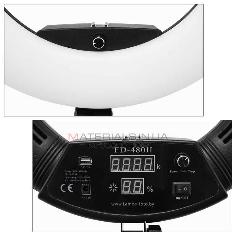 Лампа Кольцевая LED Veron FD-480 II LSD 96W White с зеркалом Лампа Кольцевая LED Veron FD-480 II LSD 96W White с зеркалом