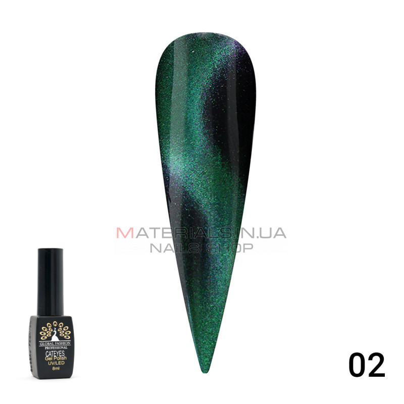 Гель лак 24D котяче око Global Fashion 8 мл, 02 Гель лак 24D котяче око Global Fashion 8 мл, 02