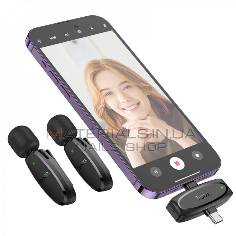 Бездротовий цифровий мікрофон Hoco L15 Dual-Professional, Lightning + USB-C