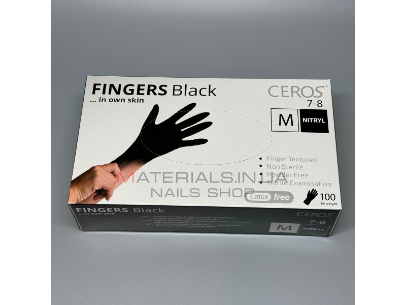 Рукавички нітрилові чорні без пудри SEF розмір M, 100 шт