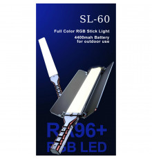 Лампа LED видео Handheld Fill Light Stick RL-60SL RGB I 1m cable with adapter I1pc battery 4400mA I Remote I Barn door light shield I Carry bag