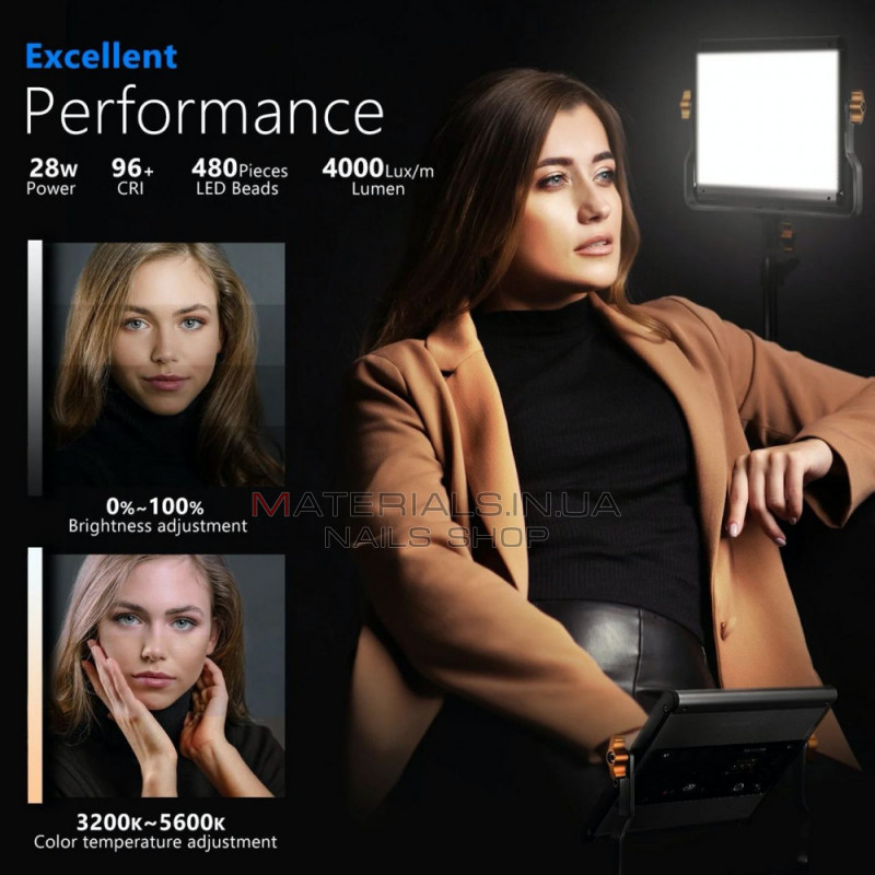 Лампа видеосвет LED NEEWER NL480 28W Bi-color 480pcs Led color 3200-5600K CRI 96+ Лампа видеосвет LED NEEWER NL480 28W Bi-color 480pcs Led color 3200-5600K CRI 96+