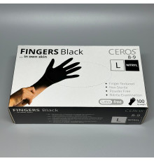 Перчатки нитриловые черные без пудры SEF размер L, 100 шт