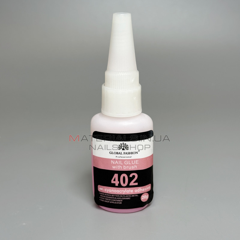 Клей для нігтів Global Fashion 402 з пензликом, 20 г