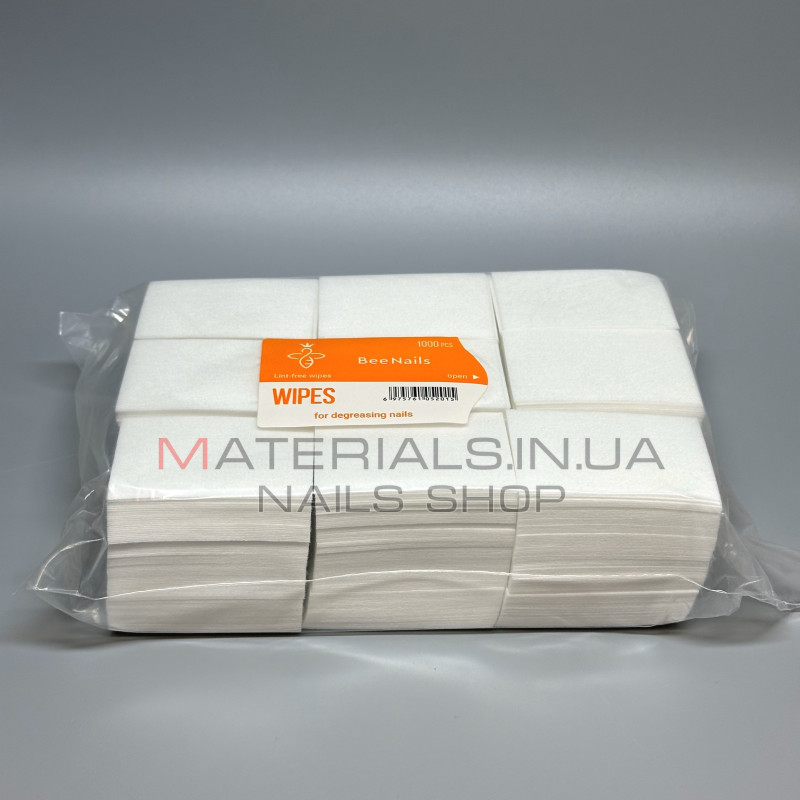 Серветки безворсові Bee Nails 6х4см білі 1000шт