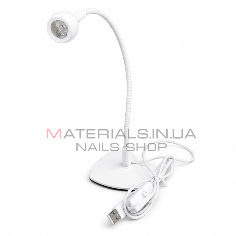 UV LED лампа на гнучкій ніжці з основою у формі серця 3W (USB), біла