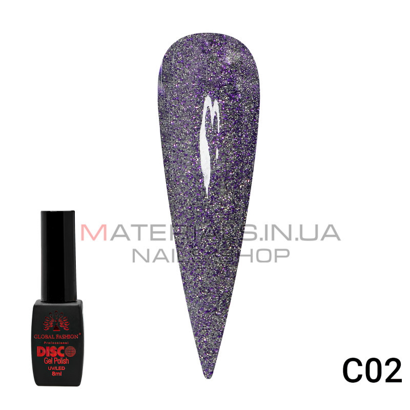 Гель лак Disco Gel Polish, Global Fashion, светоотражающий, 8 мл C02