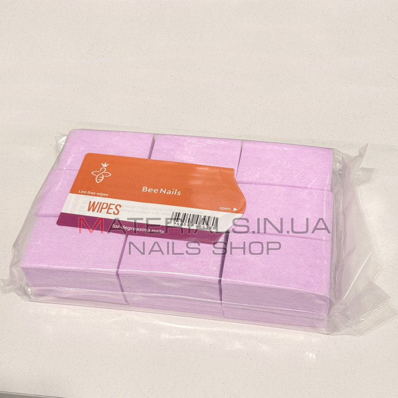 Серветки безворсові Bee Nails 6х4см фіолетові 1000шт