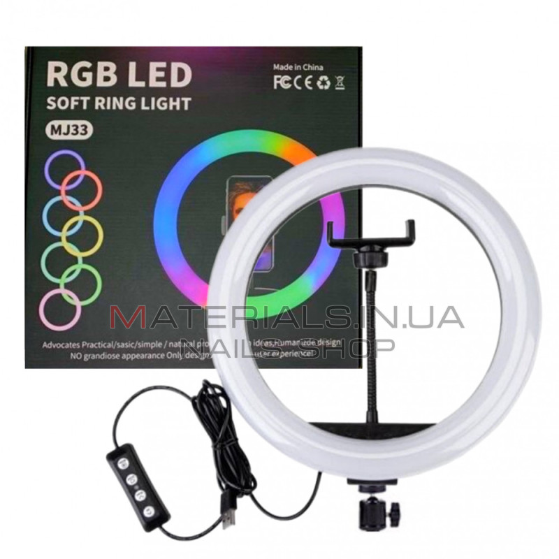 Кільцева LED-лампа MJ-33, Orig RGB, 33 см, 13″, 120 світлодіодів, 39 RGB, USB. Orig