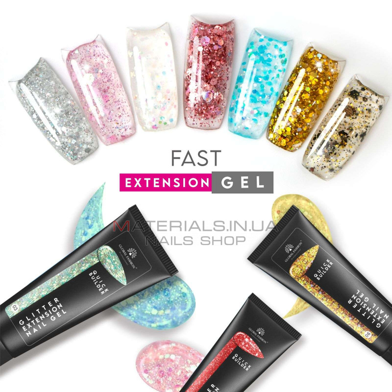 Цветной полигель с глиттером 06, Global Fashion, 30 гр Цветной полигель с глиттером 06, Global Fashion, 30 гр