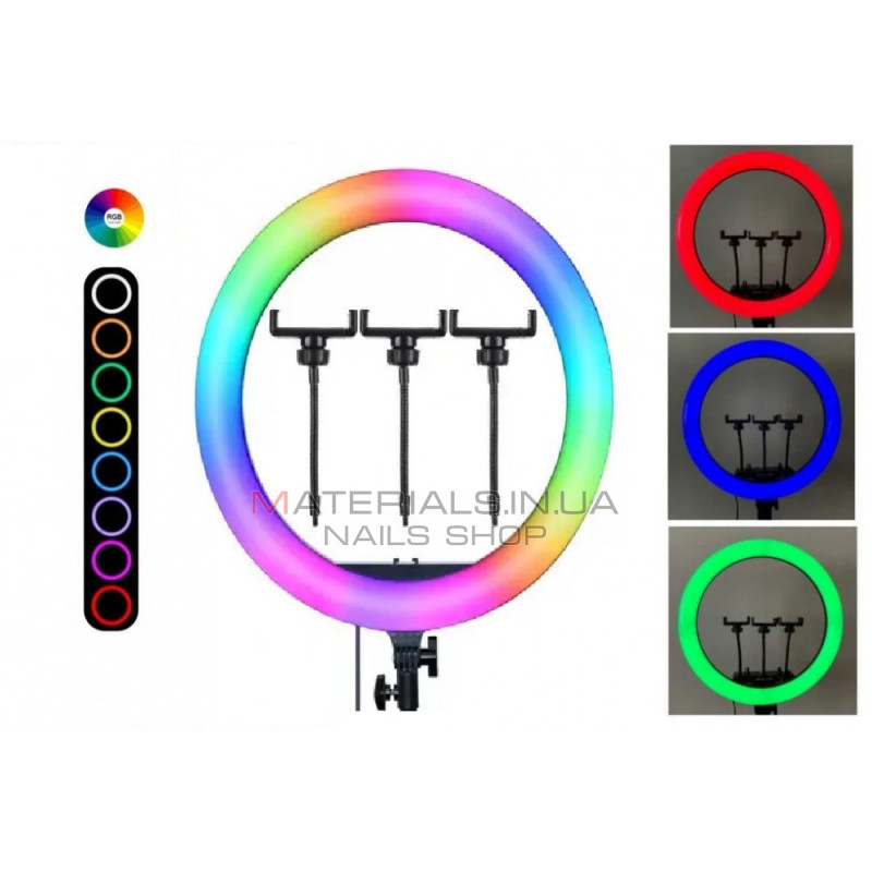 Лампа Кольцевая LED RL-21 RGB Original 54 cm  65w | 416 Lights | Remote I 3m cable with plug  I 3 holder I carry bag