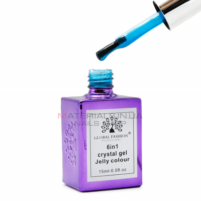 Гель для наращивания 6 in 1 crystal gel jelly colour, 15 мл, 6604