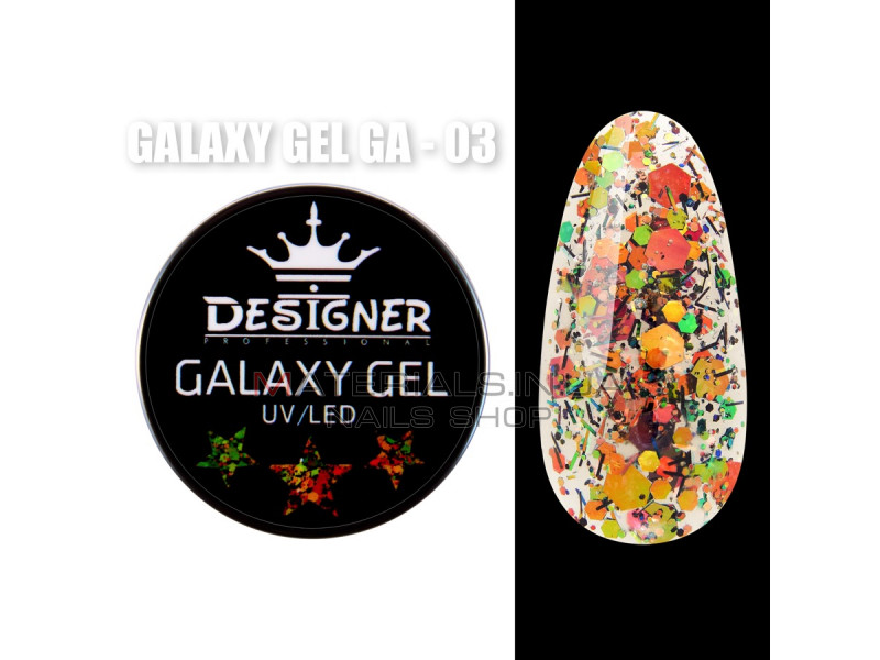 Galaxy Gel Глітерний гель Designer Professional з блискітками, 10 мл. GA-03
