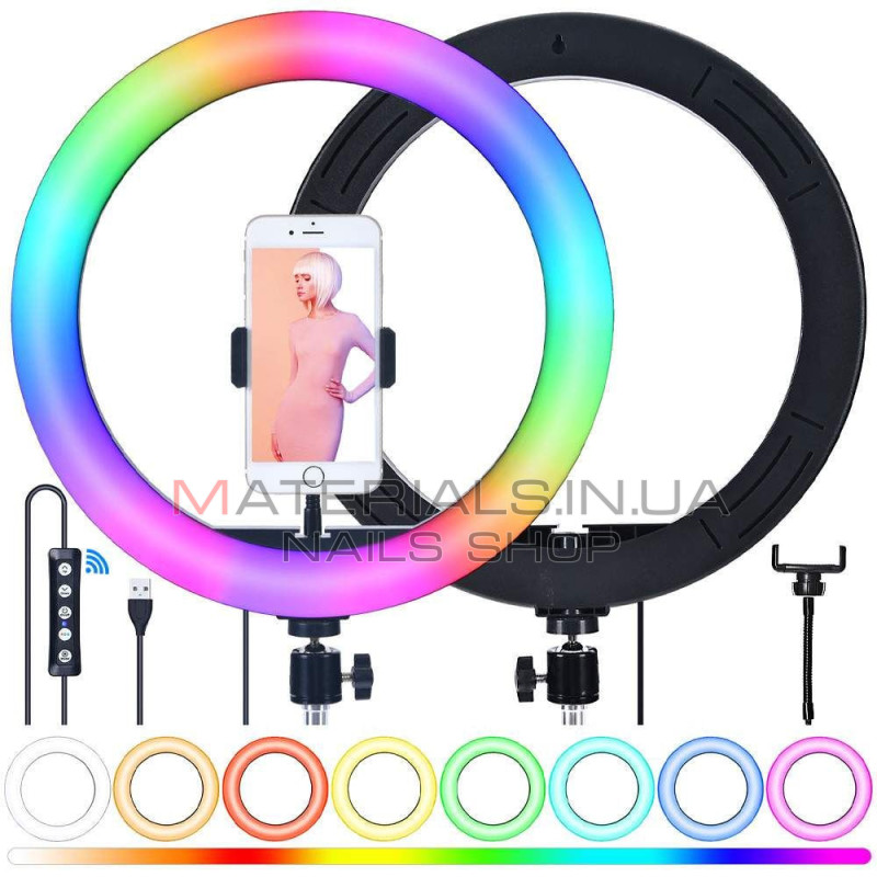 Кільцева LED-лампа MJ-33, Orig RGB, 33 см, 13″, 120 світлодіодів, 39 RGB, USB. Orig
