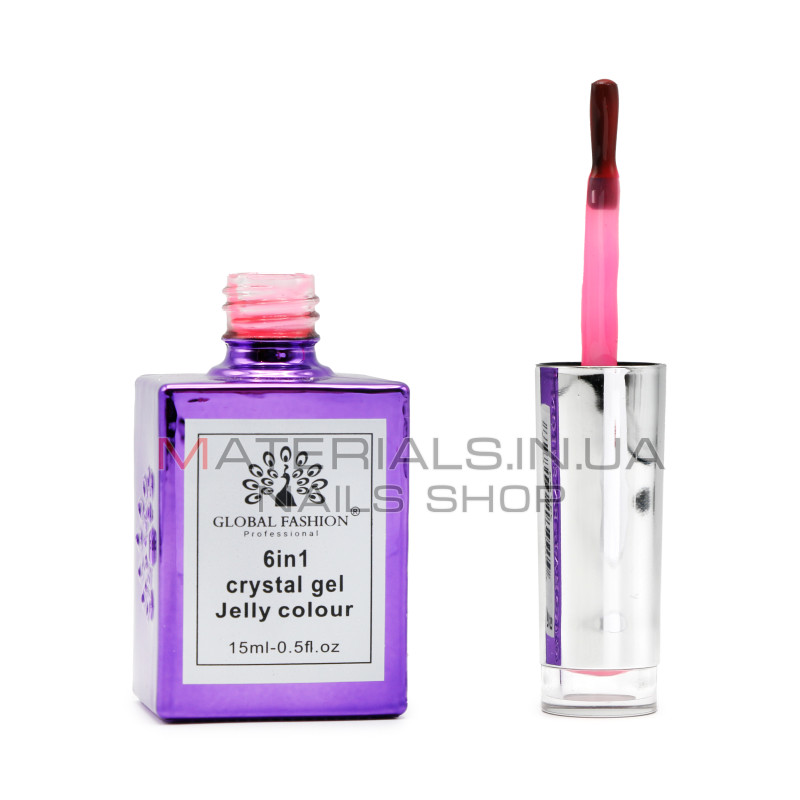 Гель для нарощування 6 in 1 crystal gel jelly colour, 15 мл, 6603