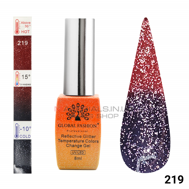 Гель лак Temperature Color Change Disco 219, 8 мл Гель лак Temperature Color Change Disco 219, 8 мл