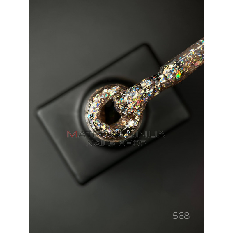 Гель лак Clow Glitter 568 Дизайнер (9мл.) - с хлопьями хамелеон разных размеров и глиттером Гель лак Clow Glitter 568 Дизайнер (9мл.) - с хлопьями хамелеон разных размеров и глиттером