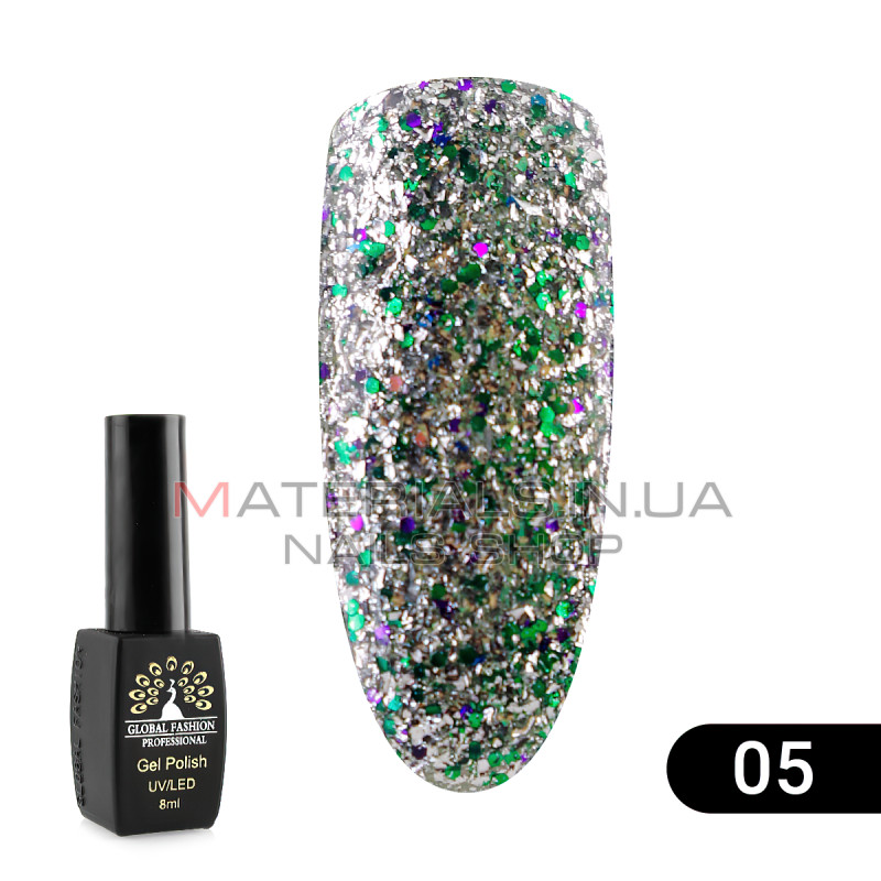 Гель лак Global Fashion Shiny (Пестрота), 8 мл, 05