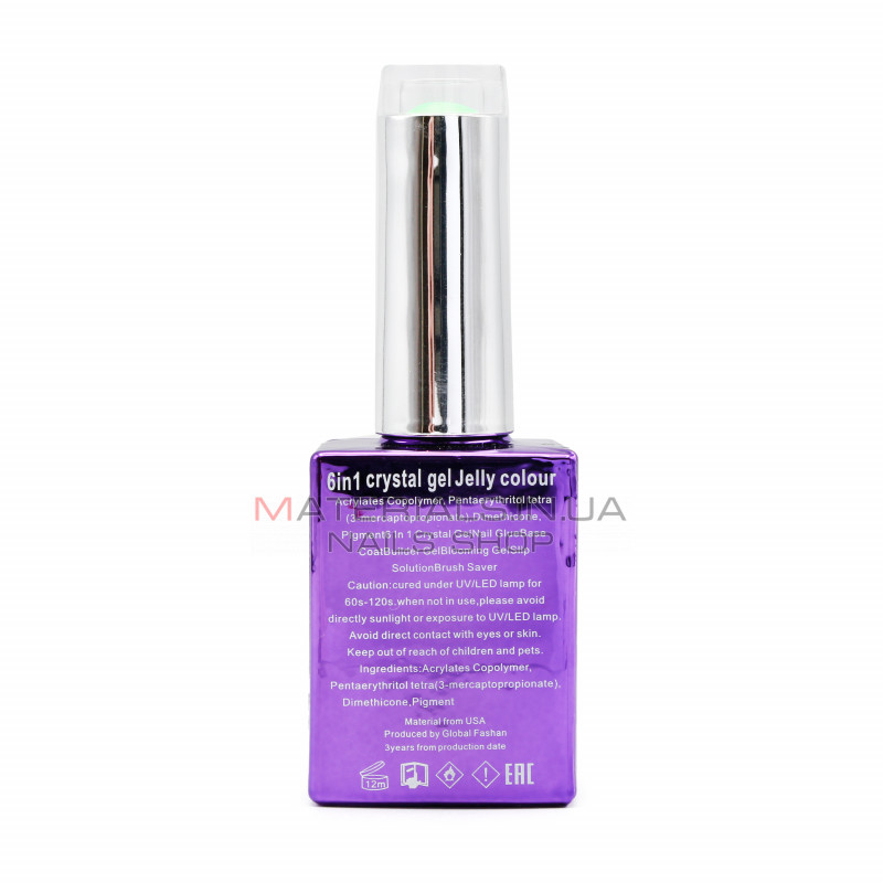 Гель для нарощування 6 in 1 crystal gel jelly colour, 15 мл, 6601