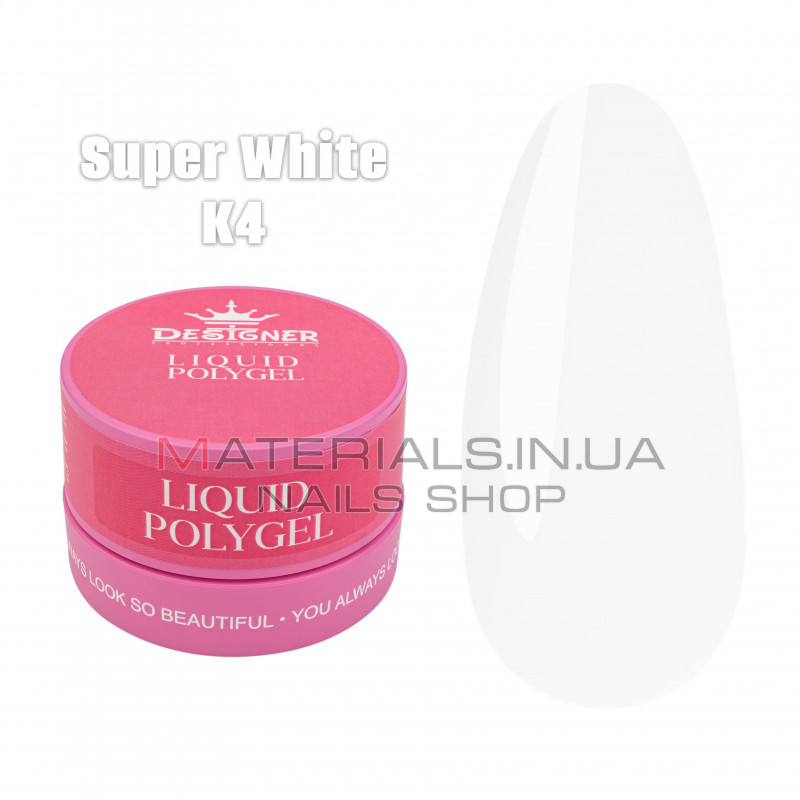 Рідкий полігель (30 мл., в банці) Дизайнер К4 Super White