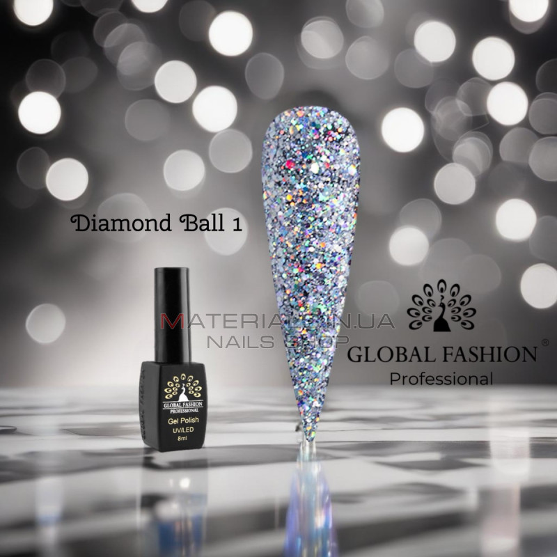 Гель лак Diamond Ball Global Fashion 8 мл, 001 Гель лак Diamond Ball Global Fashion 8 мл, 001