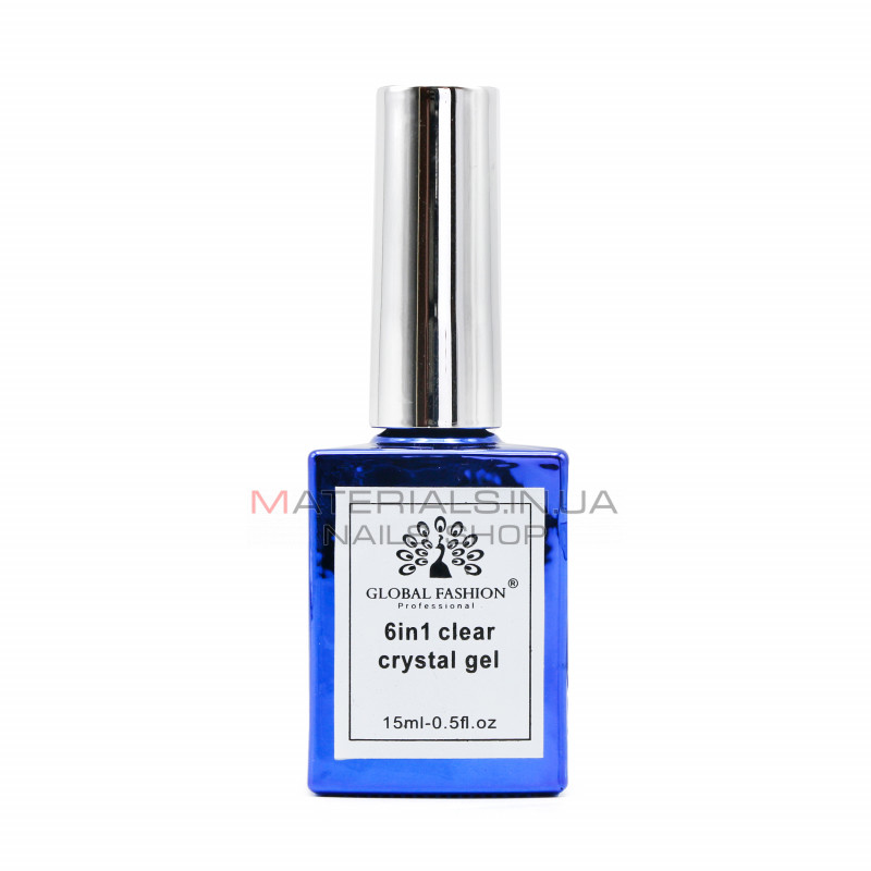 Гель для нарощування 6 in 1 crystal gel, 15 мл, Clear