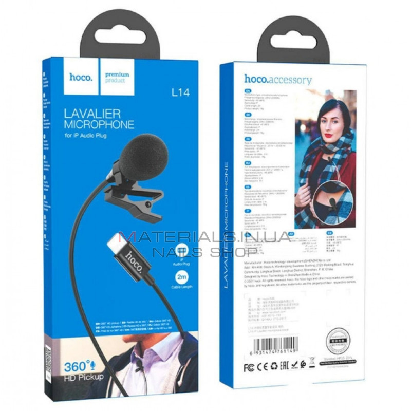 Microphone Hoco L14 iP lavalier — Black Microphone Hoco L14 iP lavalier — Black