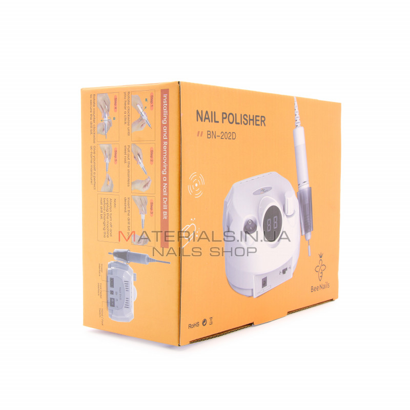 Апарат для манікюру і педикюру BEE NAILS, 202D, з дисплеєм, 65w, 45000 об, чорний Апарат для манікюру і педикюру BEE NAILS, 202D, з дисплеєм, 65w, 45000 об, чорний