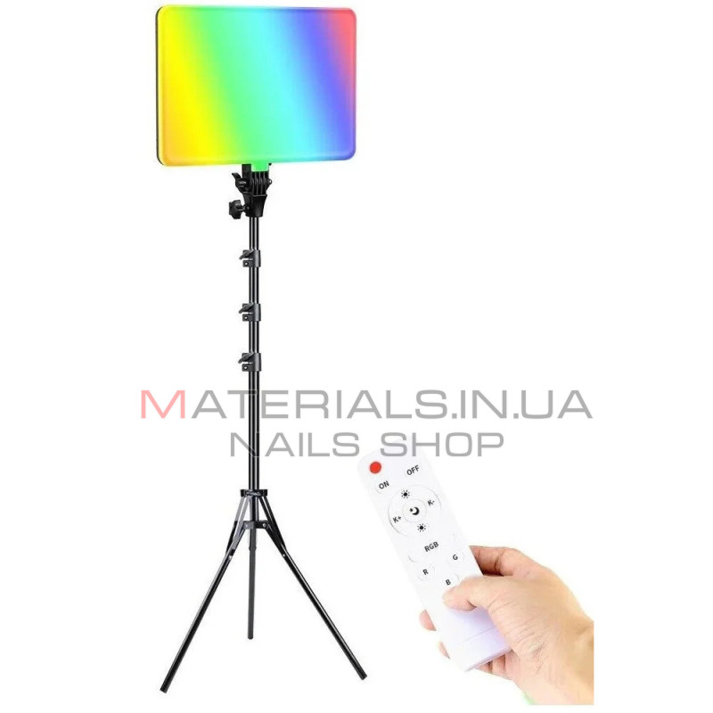 LED-відеосвітло PM-36, RGB, 36 × 25 см, 352 світлодіодів, 3000 K-6500 K, пульт ДК, адаптер