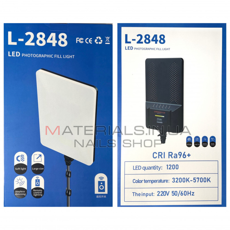 LED-відеосвітло L2848, 40 × 28 см, 120 світлодіодів, 3200 K-5700 K