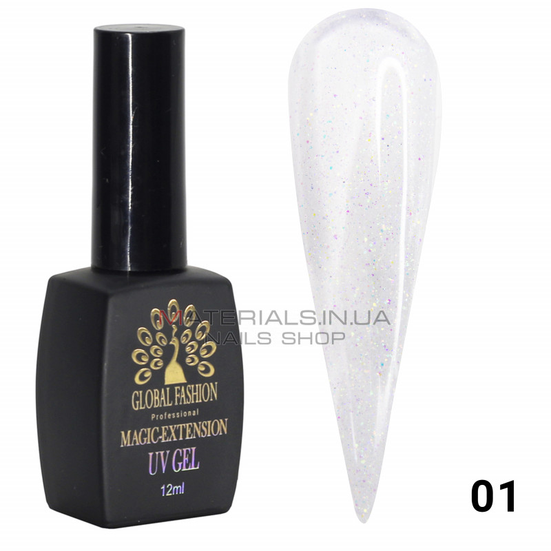 Гель Global Fashion із шиммером Magic-Extension 12мл №01 (Прозорий) Гель Global Fashion із шиммером Magic-Extension 12мл №01 (Прозорий)