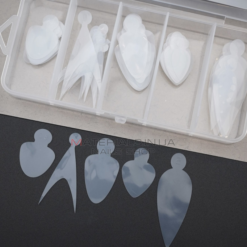 Nail Molds Mini Box 2, 60 шт. (5 форм) - Силіконові молди для верхніх форм та французького манікюру Дизайнер