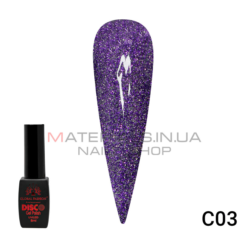 Гель лак Disco Gel Polish, Global Fashion, светоотражающий, 8 мл C03