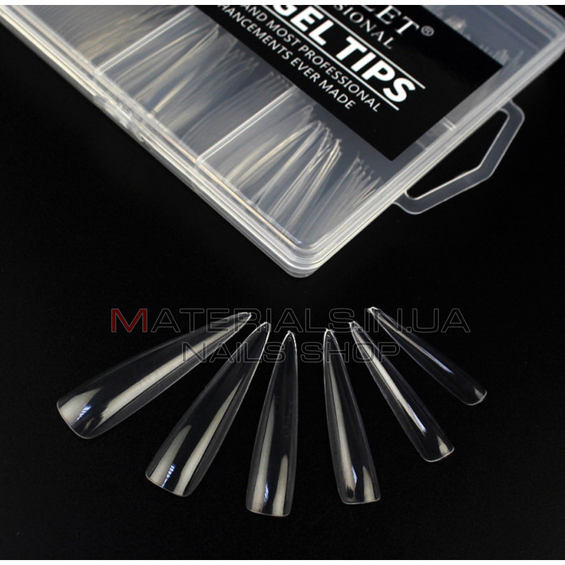 Типси гелеві Starlet Professional Soft Gel Tips 2, 240 шт., екстра довгий стилет, прозорі