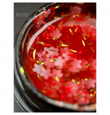 Foil flower gel FG02 (5 мл.) Дизайнер - гель с цветочками из фольги