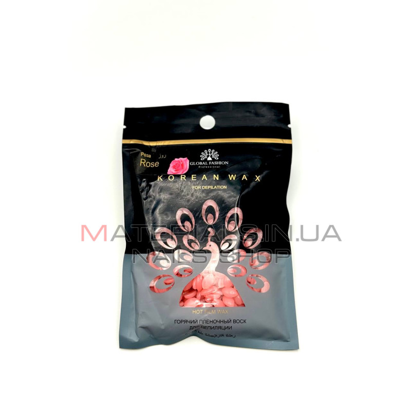 Гарячий плівковий віск Global Fashion Korean Wax, Троянда,100 г