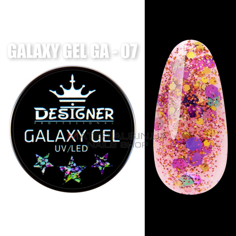 Galaxy Gel Глиттерный гель Designer Professional с блестками, 10 мл. GA-07 Galaxy Gel Глиттерный гель Designer Professional с блестками, 10 мл. GA-07